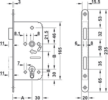 Magnet-Einsteckschloss, für Drehtüren, Buntbart, Startec