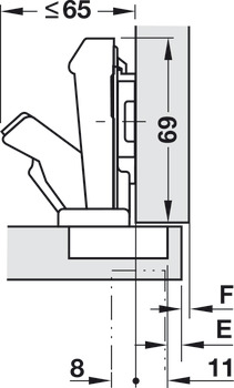 Topfscharnier, Blum Clip Top 170°, Eckanschlag