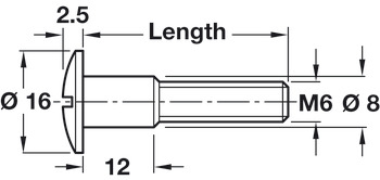 Gewindeschraube, Flachkopf, Flachklinge M6, Stahl