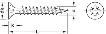 Spanplattenschraube, Spax, Senkkopf, PZ, Vollgewinde