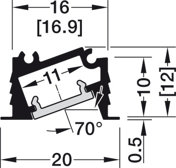 Einbauprofil, Häfele Loox5 Profil 1106 für LED-Bänder 5 mm