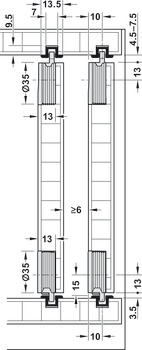 Schiebetürbeschlag, Häfele Slido F-Line12 20A, Garnitur