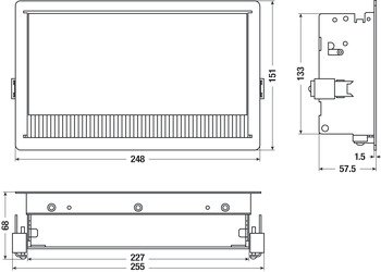 Steckdosen-Element Coni Set small, versenkbar, modular mit Abdeckung