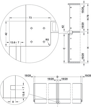 Schiebetürbeschlag, Finetta F-Line32 23B, Garnitur