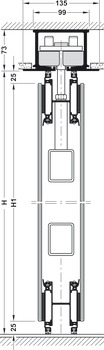 Schiebewand, Häfele Slido W-Park11 100A, Glas