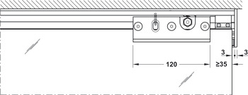 Schiebetürbeschlag, Häfele Slido D-Line12 50F / 80F / 120F, Garnitur ohne Dämpfung