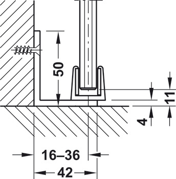 Schiebetürbeschlag, Häfele Slido D-Line12 50F / 80F / 120F, Garnitur ohne Dämpfung