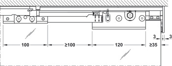 Schiebetürbeschlag, Häfele Slido D-Line12 50F / 80F / 120F, Garnitur ohne Dämpfung