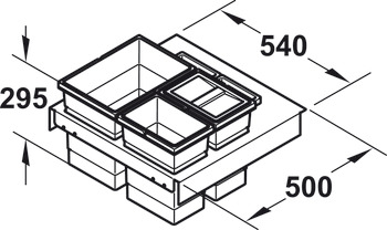 Poubelle triple et quadruple, 1 x 18 et 2 x 8 / 1 x 18, 1 x 12 et 2 x 8, Hailo Separato Matrix Box P 3603-63/93