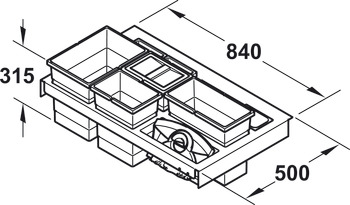 Poubelle triple et quadruple, 1 x 18 et 2 x 8 / 1 x 18, 1 x 12 et 2 x 8, Hailo Separato Matrix Box P 3603-63/93