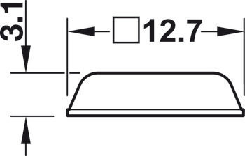 Amortisseur de butée, autocollant, carré, Ø 12,7 x 12,7 mm, hauteur 3,1 mm