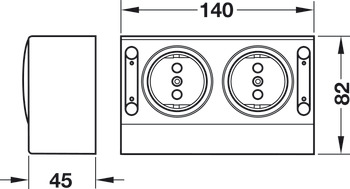 Élément de prises de courant, Boîte d’énergie, prise femelle à contact de protection double, 230 V