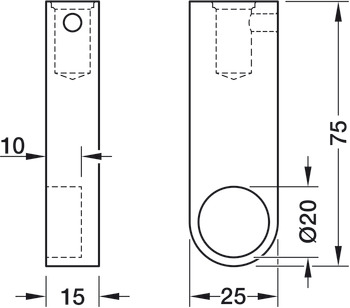 Supports de tringle d'armoire, pour tringle d'armoire ronde Ø 20 mm