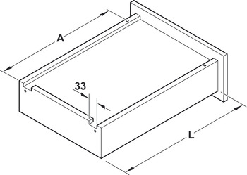 Coulisse sous tiroir, Häfele Matrix Runner UM S30, sortie totale, capacité de charge jusqu'à 30 kg, acier, montage par tourillons à enficher